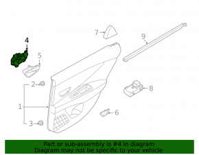 Hyundai Elantra 21-26 silver inner rear right door handle