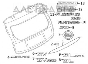 Emblem inscription SV tailgate Nissan Rogue Sport 17-21