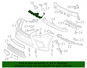 Front bumper mounting strip, central, Lexus GX460 14-23 rest.