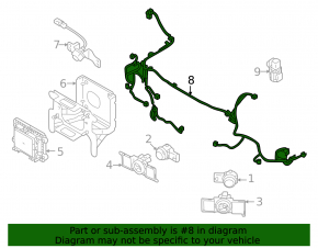 Mitsubishi Outlander 22-25 front bumper wiring for parking sensors, fog lights, and a camera