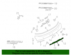 Subaru Forester 14-16 SJ trunk door number plate light bar without keyless, without camera
