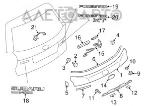 Subaru Forester 14-16 SJ trunk door number plate light bar without keyless, without camera