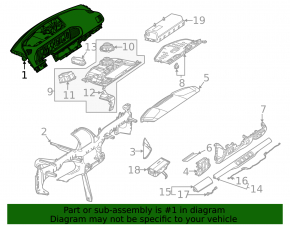 Torpedo front panel with AIRBAG Mercedes X167 GLS 24-26 black without projection