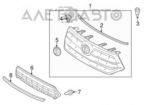 Toyota Highlander 11-13 Front Bumper Lower Grille
