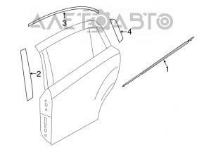 Subaru Impreza 5D 17-23 Chrome Door-Glass Molding, Central, Rear Left