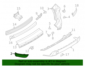 Nissan Rogue 24-26 black rear bumper lip, left
