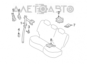 Rear left seat belt for Nissan Murano z51 09-14 beige