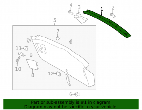 Upper trunk door trim Subaru Outback 10-14 black