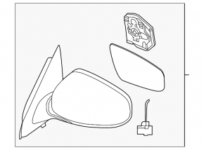 Left side mirror complete Nissan Pathfinder 13-16 3 pins, graphite