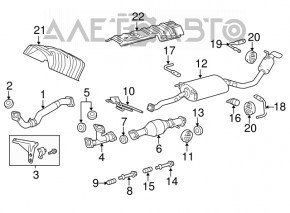 Exhaust line middle part with catalytic converter Lexus RX350 10-15