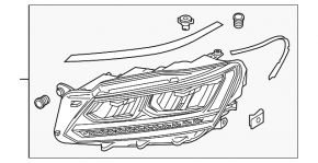 Headlight front left VW Passat b8 16-19 USA naked LED