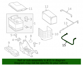 Negative terminal of battery VW Tiguan 09-17 mass