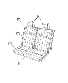 Backrest of the rear row of seats left 3rd row Dodge Journey 11-19 leather black