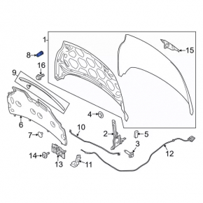 Bonnet bumper right Ford Fiesta 11-19