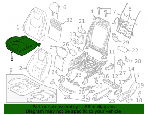 Ford Edge 15-24 driver's seat cushion upholstery, gray leather, heated, worn, cracked, needs cleaning