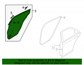 Rear left door seal for Mazda6 09-13