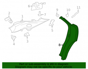 Rear right inner wing arch trim Jaguar F-Pace X761 17- black