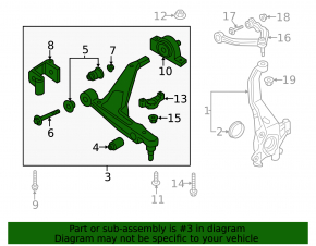 Lower control arm, front left, Volvo XC60 19-25 AWD