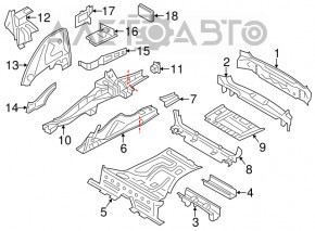 Rear panel BMW X3 F25 11-17 2 parts, on the body, black