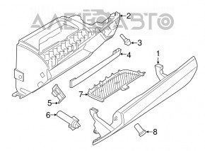 Glove compartment, glove compartment assembly BMW X5 F15 14-18 black, cut