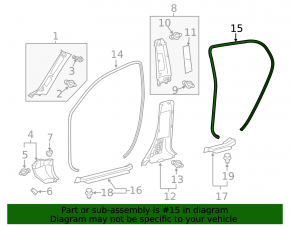 Door seal rear left Lexus CT200h 11-17