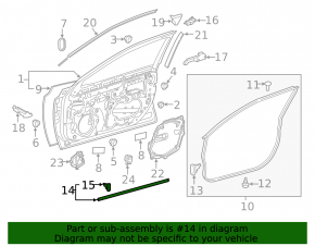 Front left lower door seal Toyota Camry v70 18-24