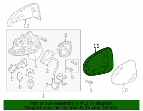 Left mirror element housing VW Touareg 11-17
