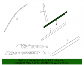 Door-glass molding, central front left, Nissan Pathfinder 13-20