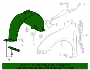 Front left fender liner Chevrolet Cruze 11-16