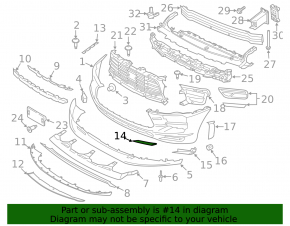 Front bumper grille trim, left, center, black, Porsche Macan 19-26