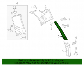 Upper right side trunk door trim for Mercedes GLS-class X166 13-19 on the body