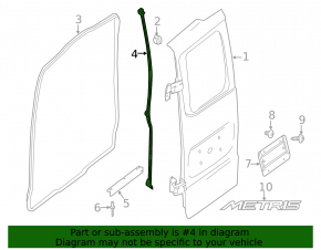 Rear left door seal Mercedes Metris W447 16-23