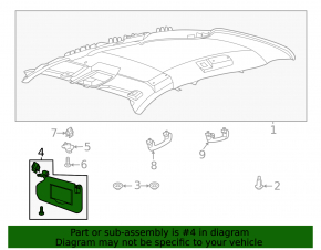 Right visor Ford Bronco Sport 21-25 for sunroof, gray with backlight