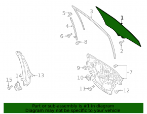Front left door glass Mazda CX-9 16-23