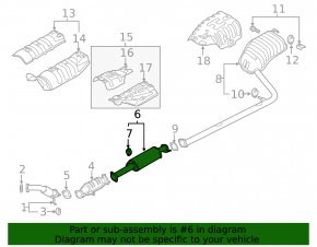 Exhaust duct, middle section, Hyundai Sonata 11-15 hybrid
