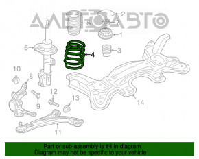 Front left spring Fiat 500 12-17 manual transmission