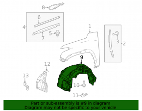 Front left fender liner for Toyota Tundra 22-26