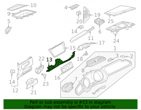 Driver's knee panel trim panel, right side, VW Tiguan 18-24, black, scratch, broken mount