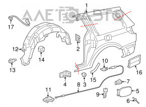 Quarter wing rear right Toyota Sienna 11-12 without BSM