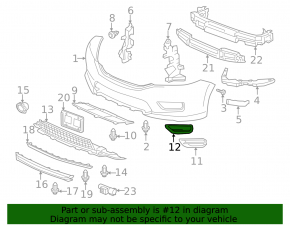 Front bumper side grille right Honda Accord 13-15 under fog lights