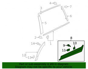 Lower rear right door trim for Honda Passport 19-25