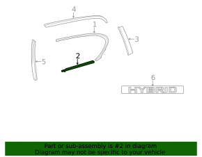 Door-glass molding, central rear right, Lexus CT200h 11-17