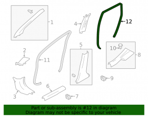 Door seal rear left Nissan Versa Note 13-19