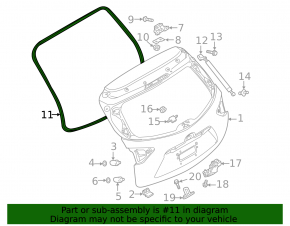 Rubber seal for tailgate Mazda CX-5 13-16