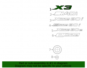 BMW X3 G01 18-24 X3 trunk lid emblem