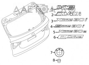 BMW X3 G01 18-24 X3 trunk lid emblem