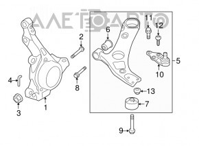 Front left hub knuckle Kia Optima 11-15 with casing, rusty