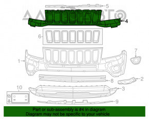 Jeep Compass 11-16 black radiator grille without inserts