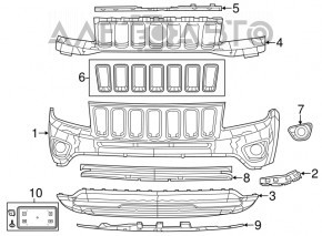 Jeep Compass 11-16 black radiator grille without inserts