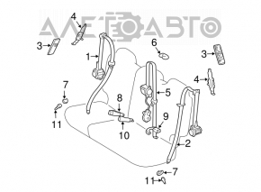 Rear left seat belt for Lexus GX470 03-09, gray